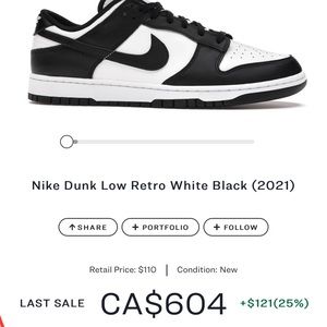 SOLD NIKE DUNK LOW RETRO black/white